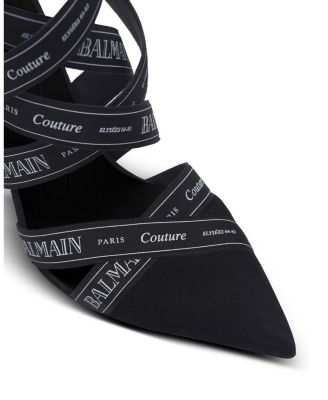 Women's Couture Suede Heels with Ribbon Motif