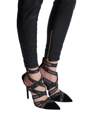 Women's Couture Suede Heels with Ribbon Motif