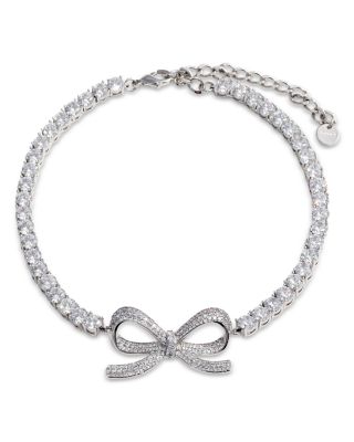 Self-Portrait - Crystal Diamante Bow Tennis Choker Necklace, 12.59"