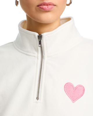 Embroidered Heart Relaxed Quarter Zip Sweatshirt
