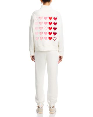 Embroidered Heart Relaxed Quarter Zip Sweatshirt