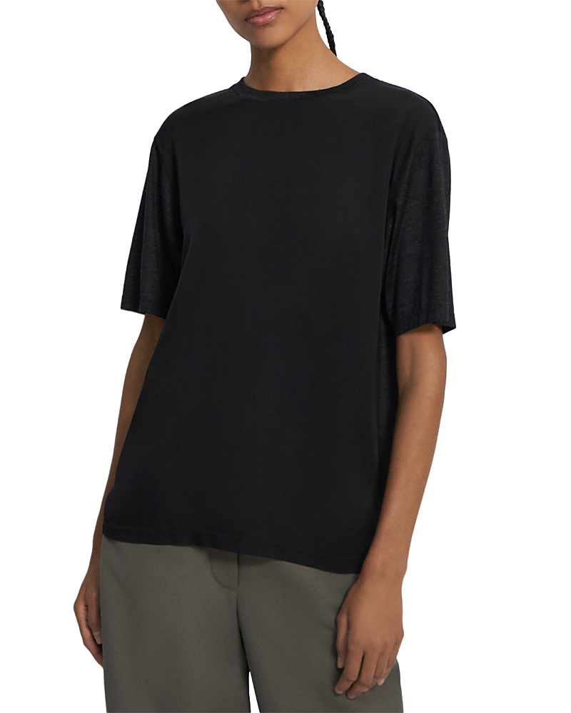 Theory Modern Georgette Panel Tee In Black