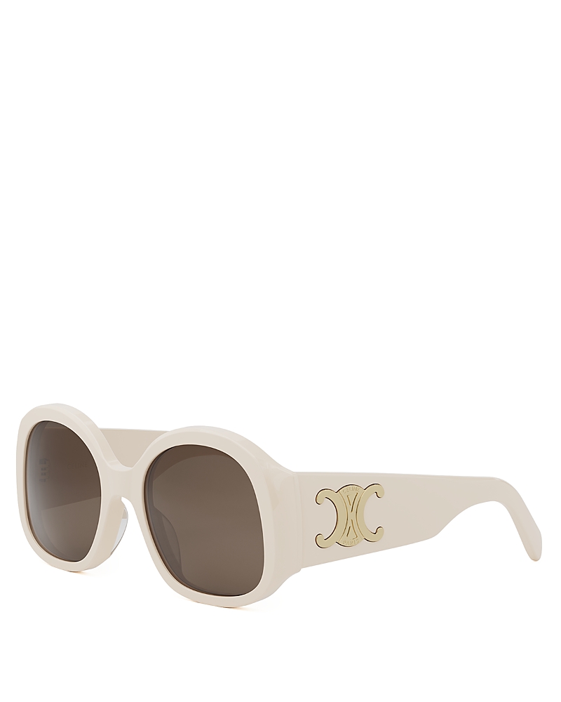 Celine Cl40305u Maxi Triomphe 25e Bianco Sunglasses In Ivory/brown