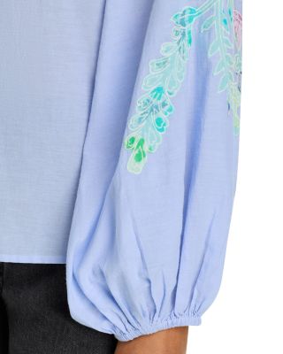 Printed Mandarin Collar Blouse