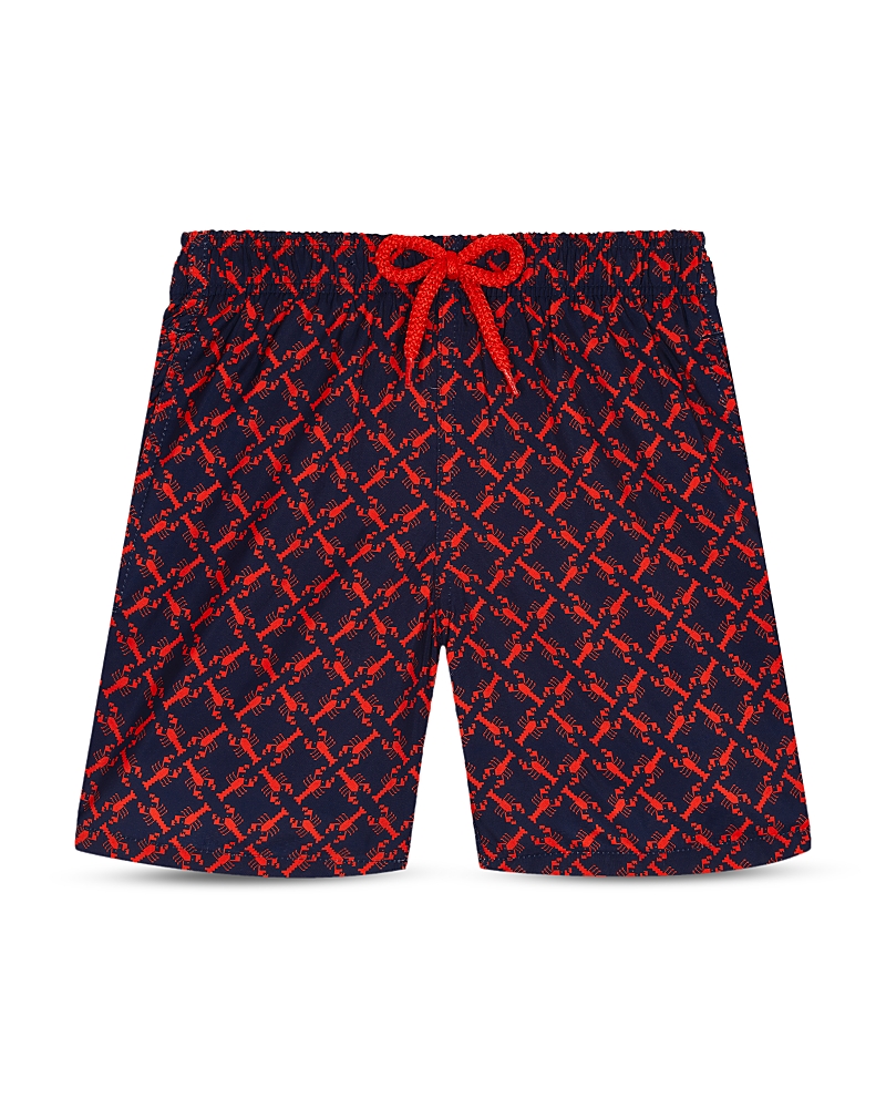 Vilebrequin Boy's Homard Lobster Printed Swim Shorts In Navy