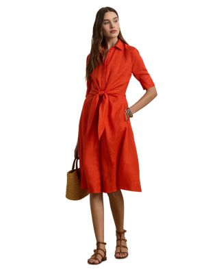 Ralph Lauren - Tie Front Linen Shirt Dress - Petite, Regular & Plus