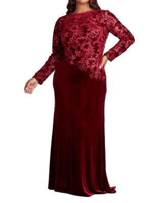 Tadashi Shoji - Plus Gatlin Sequin Burnout Gown