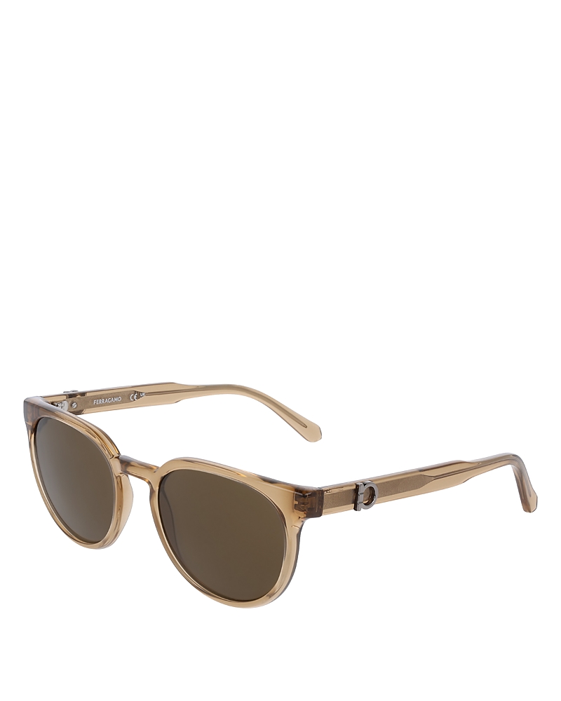Ferragamo Renew Gancini Round Sunglasses, 53mm In Transparent Sand