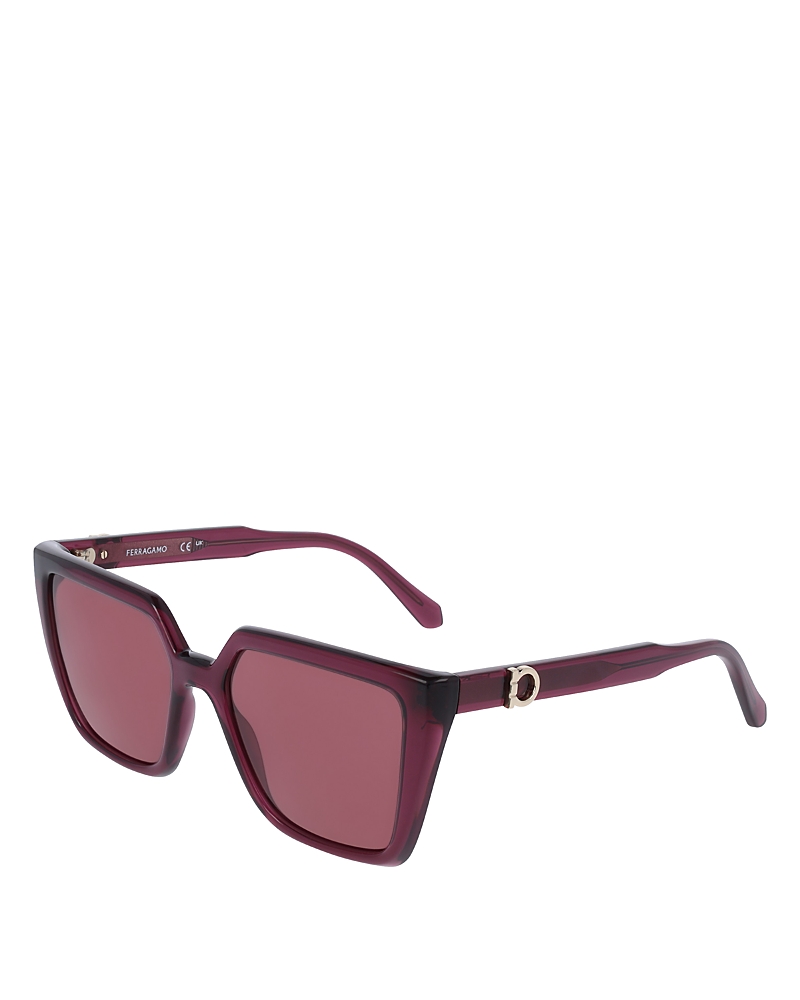 Ferragamo 54mm Modified Rectangular Sunglasses In Transparent Burgundy