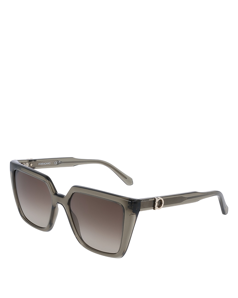 Ferragamo 54mm Modified Rectangular Sunglasses In Transparent Khaki