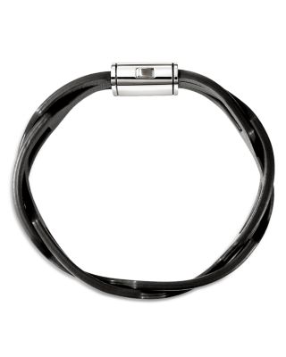 Men's Sterling Silver Icon Braided Leather Bracelet