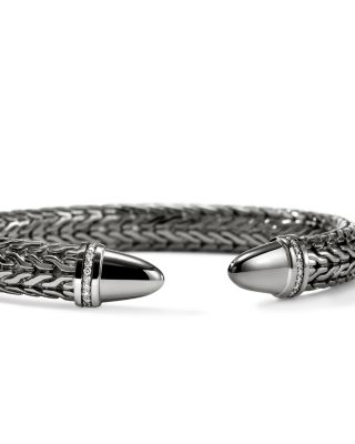 Sterling Silver Spear Diamond Pav&eacute; Flex Cuff Bracelet