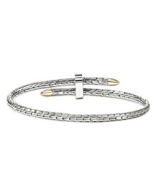 14K Yellow Gold & Sterling Silver Spear Diamond Flex Bypass Cuff Bracelet