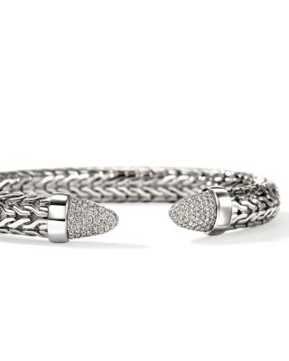 Sterling Silver Spear Diamond Pav&eacute; Flex Cuff Bracelet