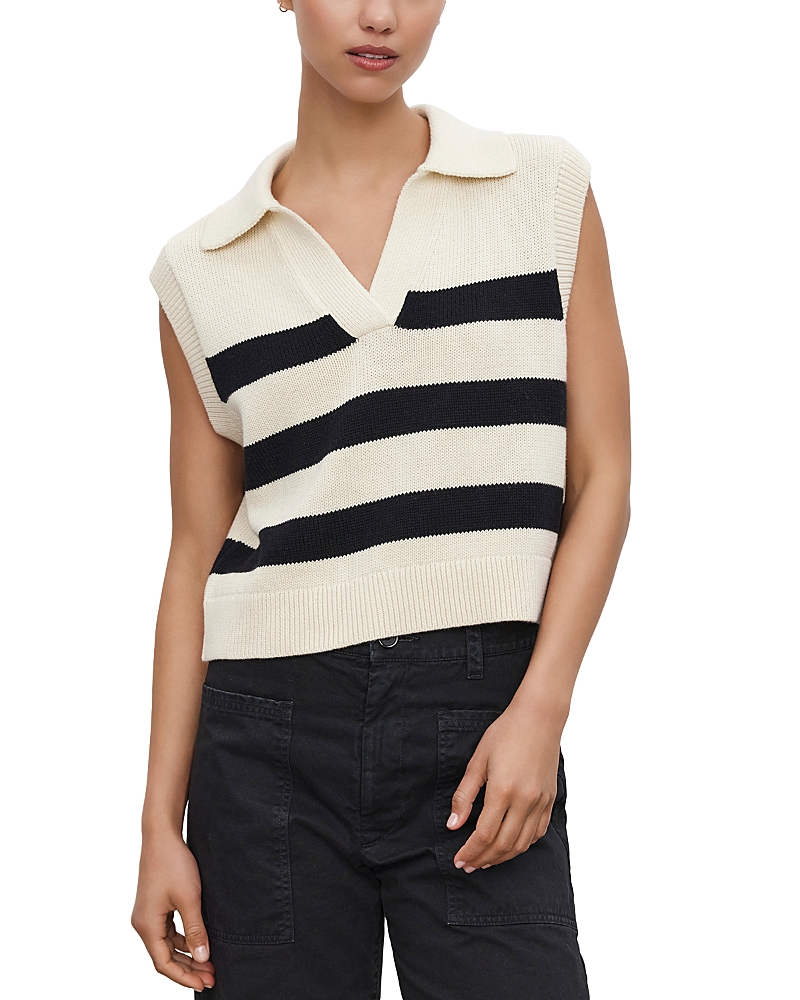 Velvet By Graham & Spencer Teagan Wool-blend Sweater In Cream/black