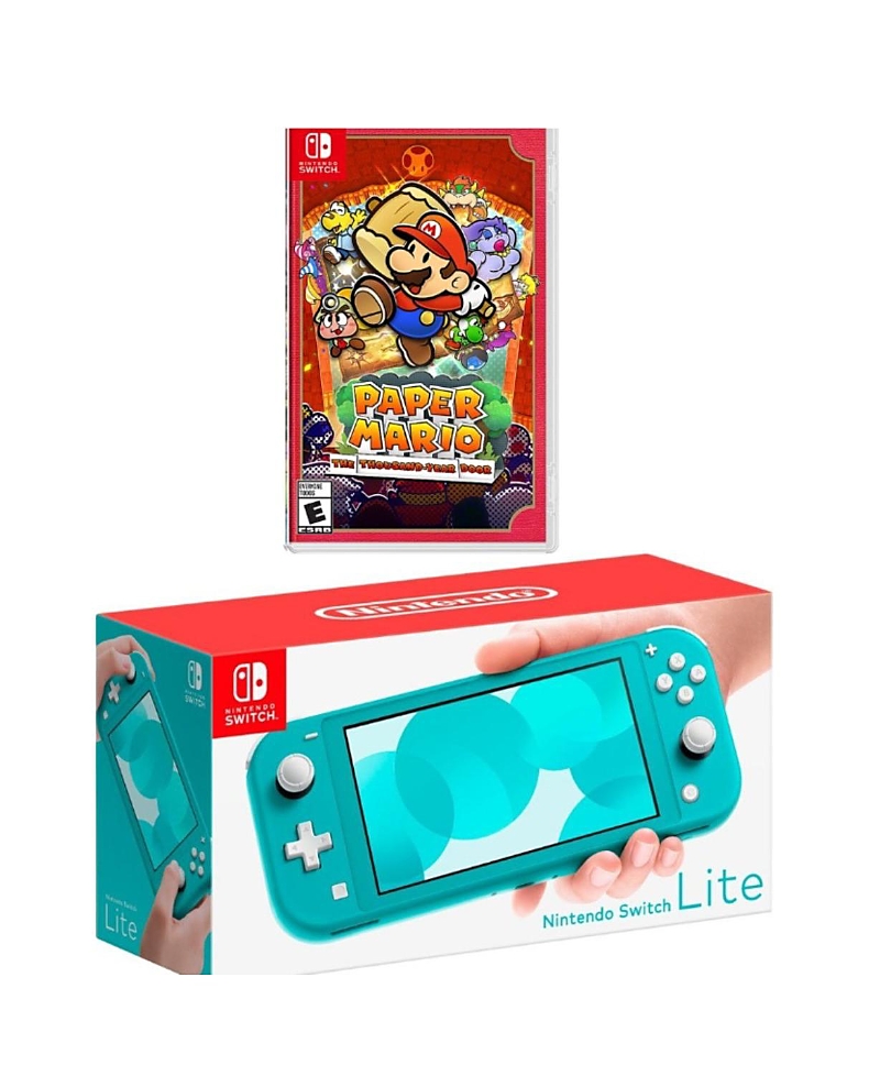 Nintendo Switch Lite Turquoise Bundle with Paper Mario - The Thousand-Year Door Game