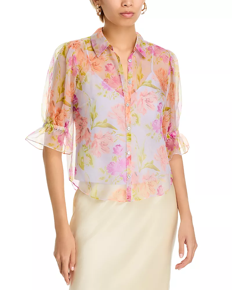 Cinq a Sept Midnight Tulips Fiona Silk Blouse