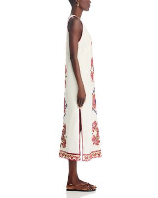 Marys Tiles Off White Richilieu Sleeveless Midi Dress