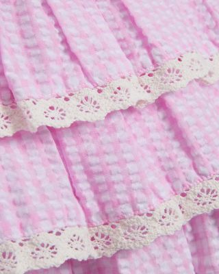 Girls' Lace Trim Seersucker Skirt - Big Kid