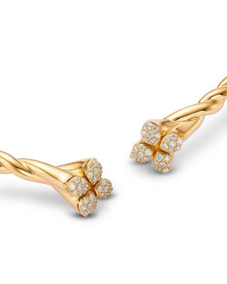 18K Yellow Gold Love in Verona Diamond Cluster Twist Collar Necklace, 14"