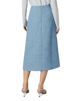 Sequin Tweed Midi Skirt
