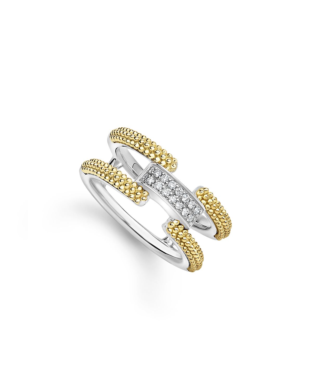 Lagos 18K Yellow Gold & Sterling Silver Caviar Lux Clip Diamond Pave Ring - Exclusive
