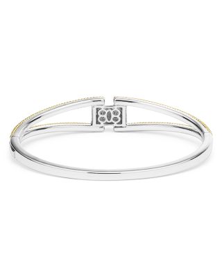 18K Yellow Gold & Sterling Silver Caviar Lux Clip Diamond Pav&eacute; Bangle Bracelet - Exclusive