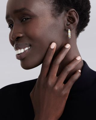 18K Yellow Gold & Sterling Silver Signature Caviar Diamond Bead Small Hoop Earrings