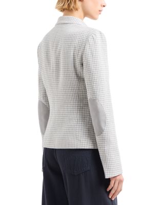 Houndstooth Pied de Poule Jacquard Blazer with Elbow Patches