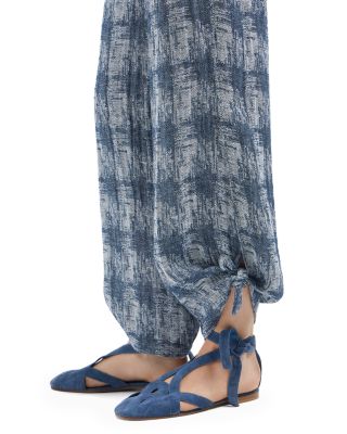 Linen Blend Checkered Trousers