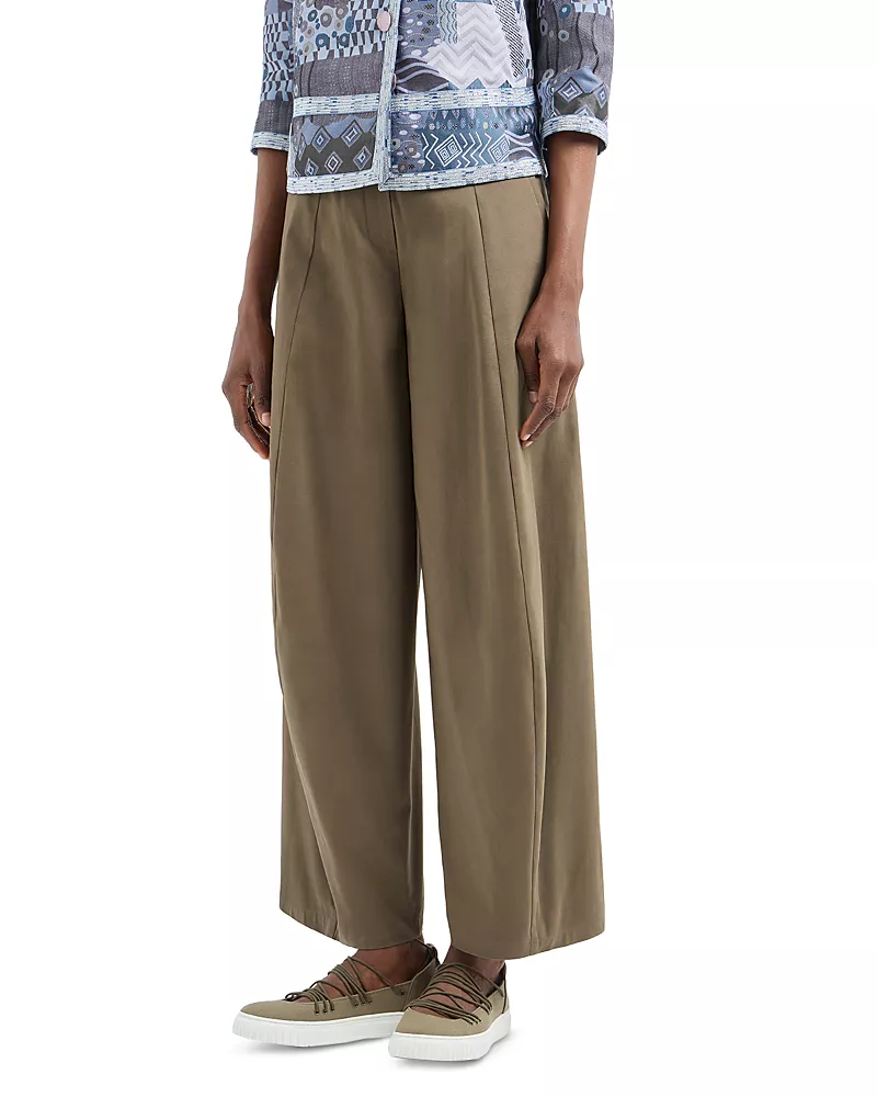 Emporio Armani Stretch Brushed Cotton Barrel Leg Trousers