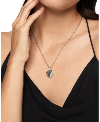 Sculpted Cable Heart Locket in Sterling Silver, 23mm