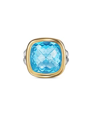 Albion&reg; Ring in Sterling Silver with 18K Yellow Gold and Blue Topaz, 15mm