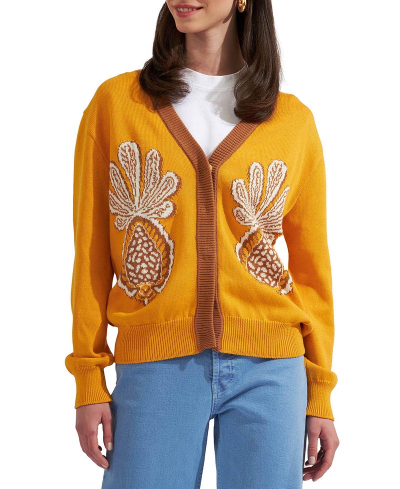La DoubleJ Pineapple Cardigan in Avorio