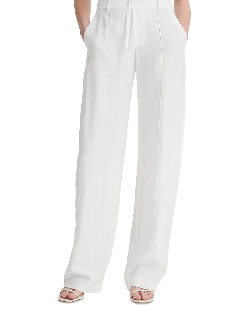 Vince Mid Rise Double Waistband Trousers In Off White
