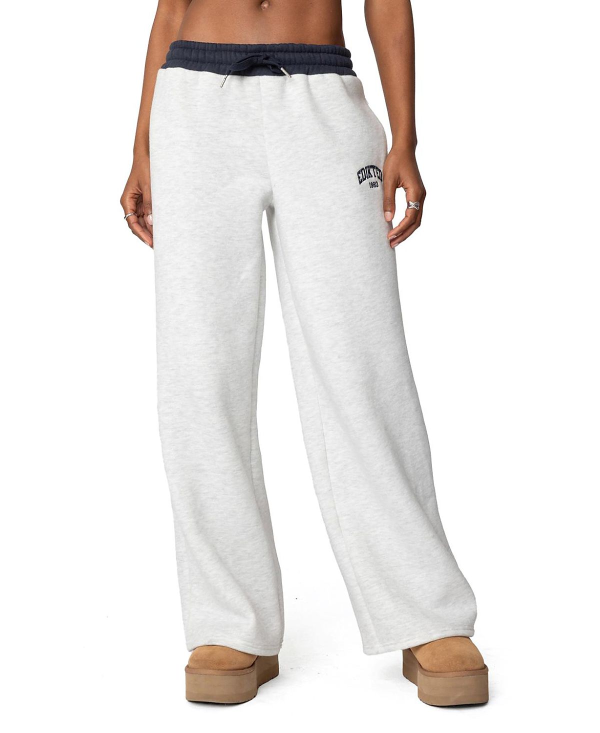 Edikted Contrast Embroidered Sweatpants