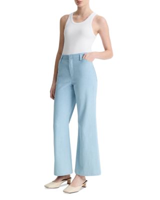 Mid Rise Cropped Flare Twill Pants