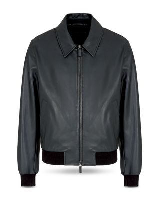 Emporio Armani Regular Fit Lamb Leather Bomber Jacket | Bloomingdale's