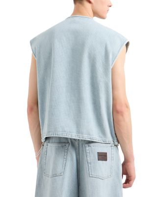 Regular Fit Jacquard Denim Cargo Vest