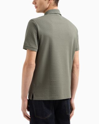 Textured Jacquard Basketweave Polo Shirt 