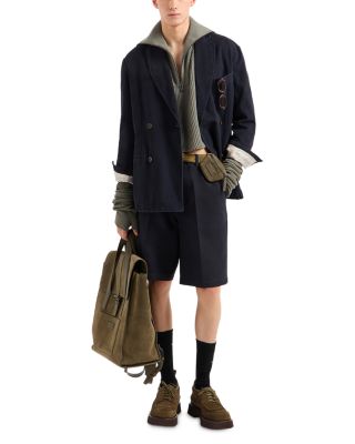 Regular Fit Double Breasted Cotton Blazer