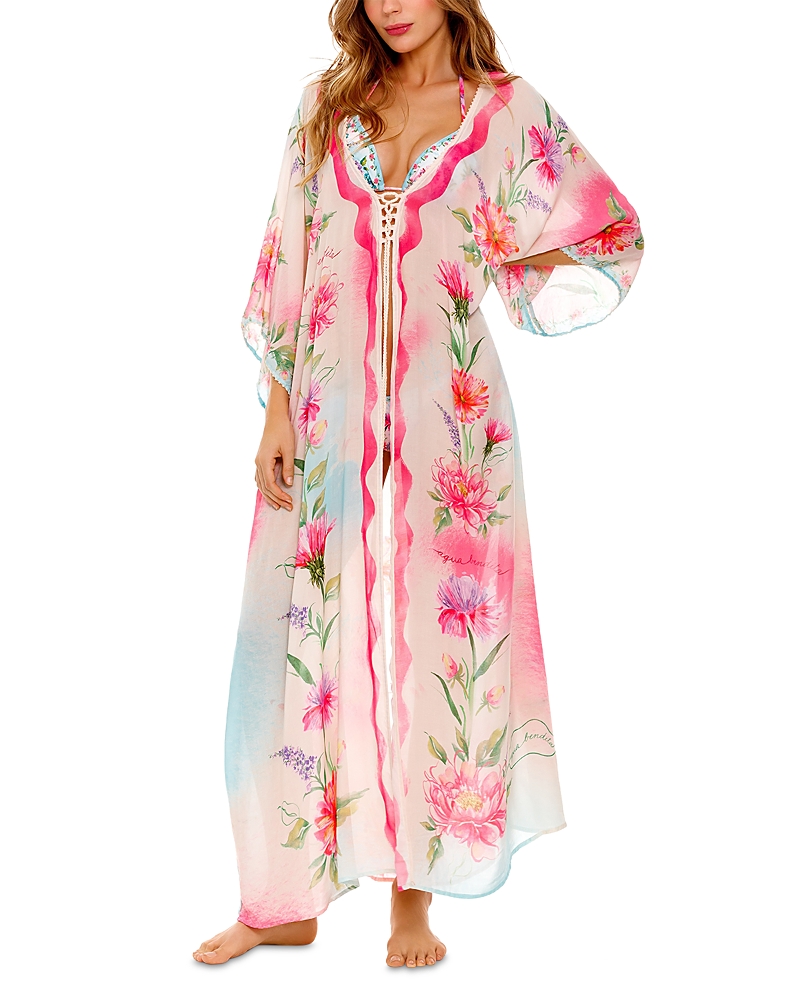 AGUA BENDITA SELMA CHROMA FLORAL COVER-UP TUNIC