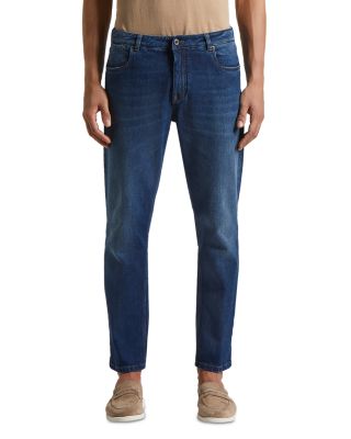 Peserico - Regular Fit Washed Jeans in Blue