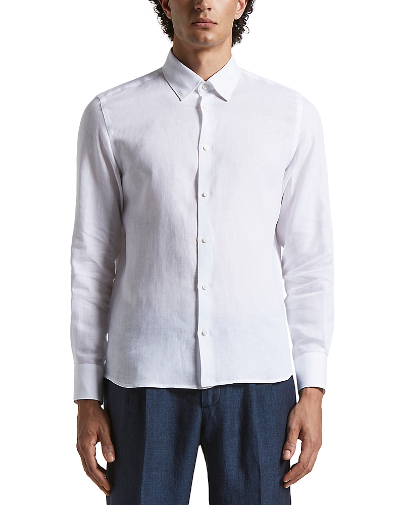 Peserico Long Sleeve Button Front Shirt In Pure White