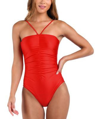 Aubrey Shimmer Ruched One Piece Swimsuit