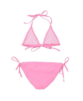 Pink Shirred Triangle Bikini - Big Kid