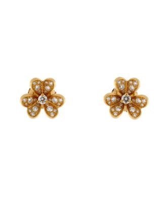 Pre-Owned Van Cleef & Arpels Mini Frivole Stud Earrings 18K Gold and Pave Diamonds