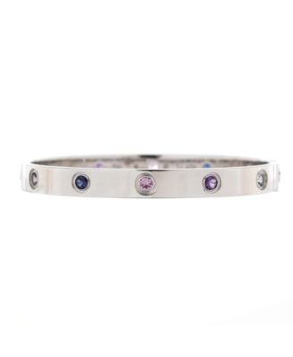 Pre-Owned Cartier Love 10 Stone Bracelet 18K White Gold with Aquamarine, Sapphire, Spinel and Amethyst