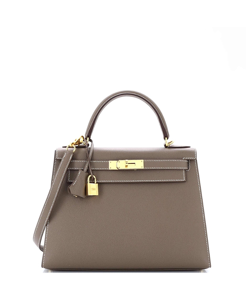 Pre-owned Pre-owned Hermes Hermes Kelly 28 Handbag Grey Epsom With Gold Hardware In Etoupe