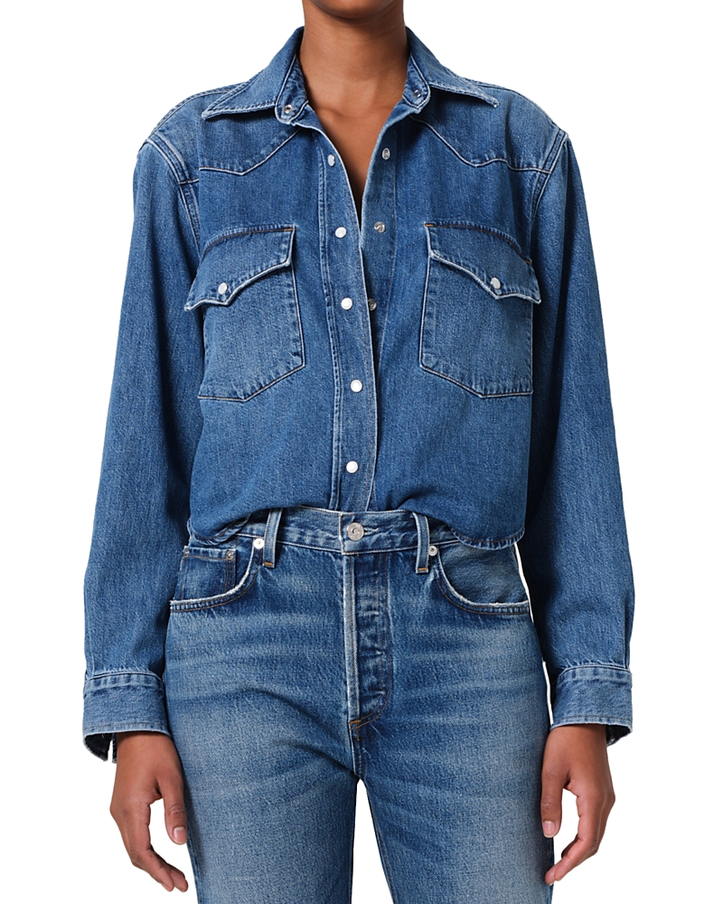 Citizen Of Humanity Citizens Of Humanity Kayla Western Denim Snap-up Shirt In Douro